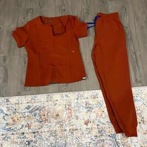 Figs- orange scrub set